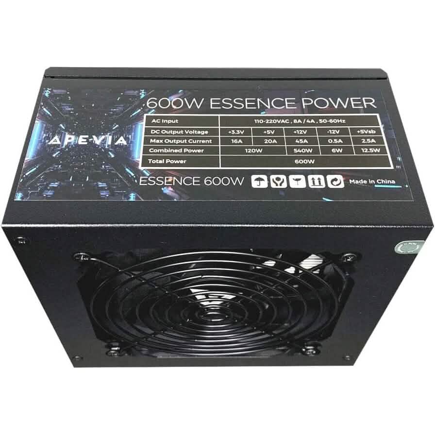 Apevia ATX-ES600W Essence 600W ATX セミモジュラー ゲーミング電源 自動温度制御付き（リファービッシュ品）