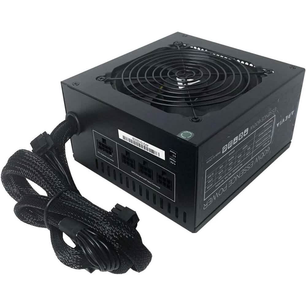 Apevia ATX-ES600W Essence 600W ATX セミモジュラー ゲーミング電源 自動温度制御付き（リファービッシュ品）