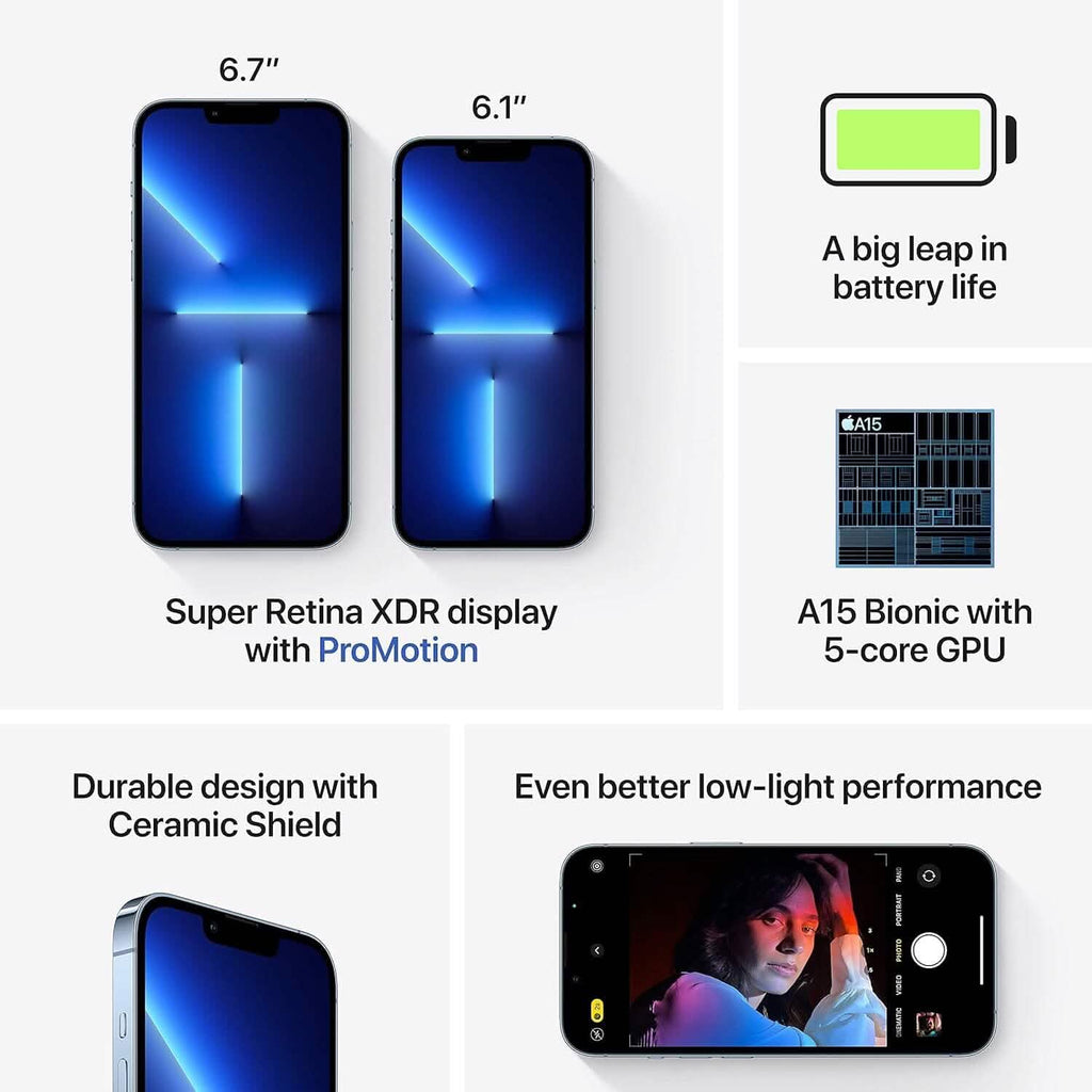 Apple iPhone 13 Pro, 256 Go, Bleu Sierra - Déverrouillé (Reconditionné)