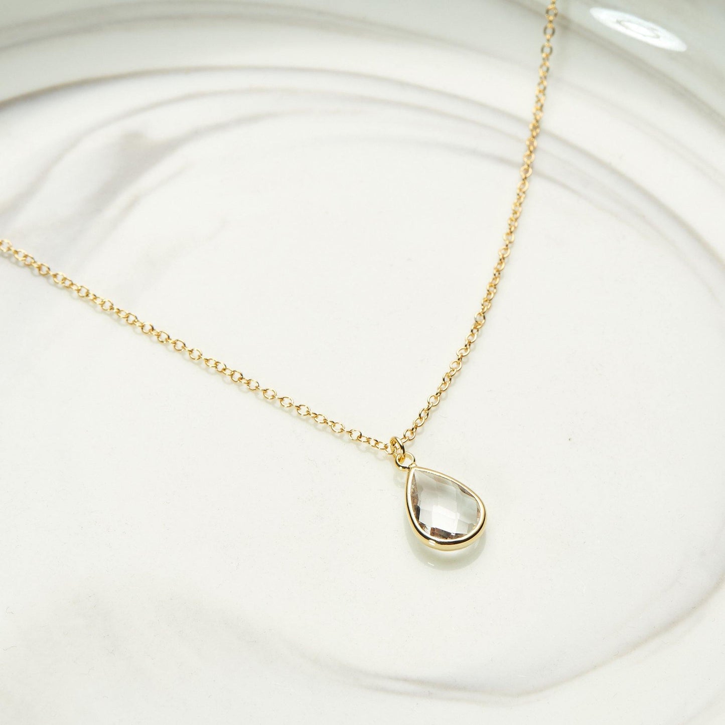 April Birthstone / Diamond Crystal Charm Necklace