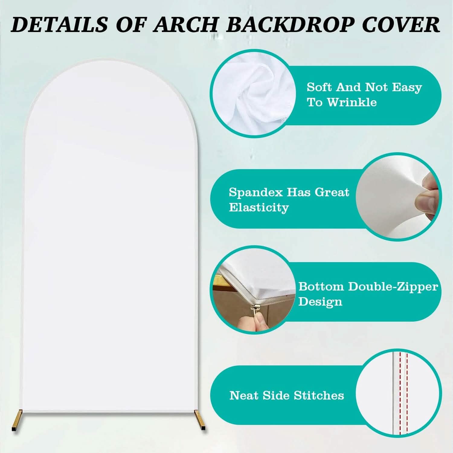 Arch Backdrop Stand Cover White Spandex Fitted Double-Sided Background Covering