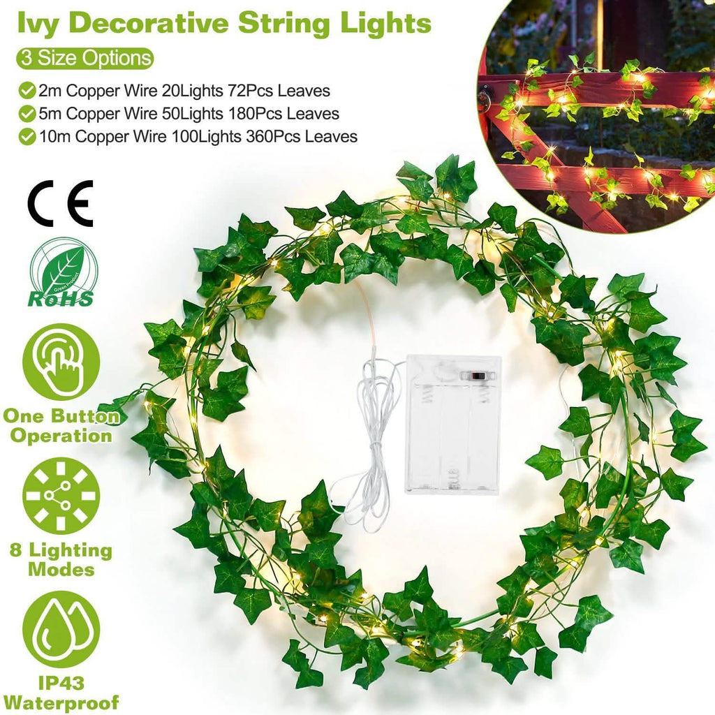 Guirlande Lumineuse de Feuilles de Lierre Artificiel