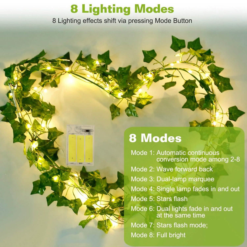 Guirlande Lumineuse de Feuilles de Lierre Artificiel