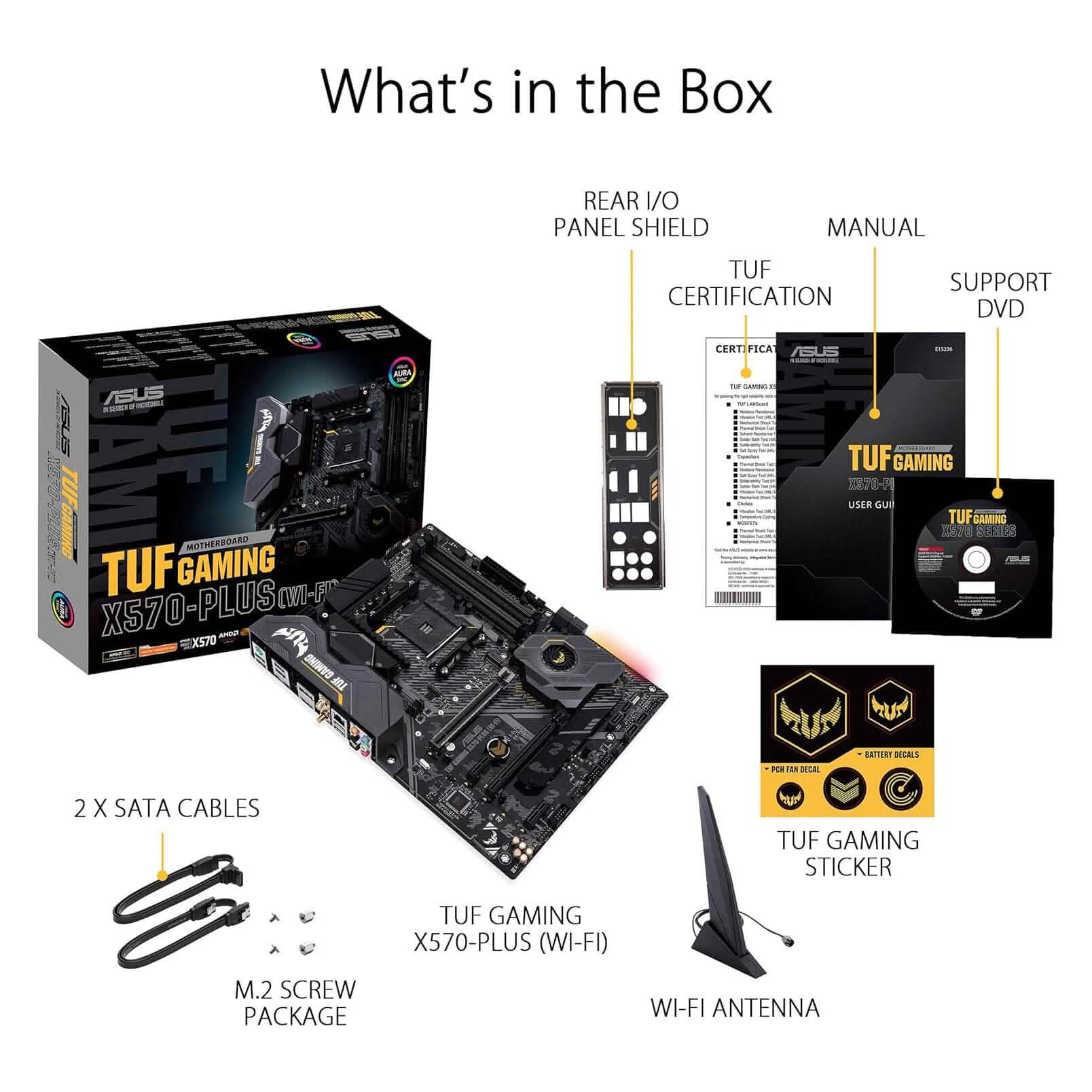 ASUS AM4 TUF Gaming X570-Plus Wi-Fi Zen 3 Ryzen 5000および第3世代Ryzen対応 ATXマザーボード（リファービッシュ品）