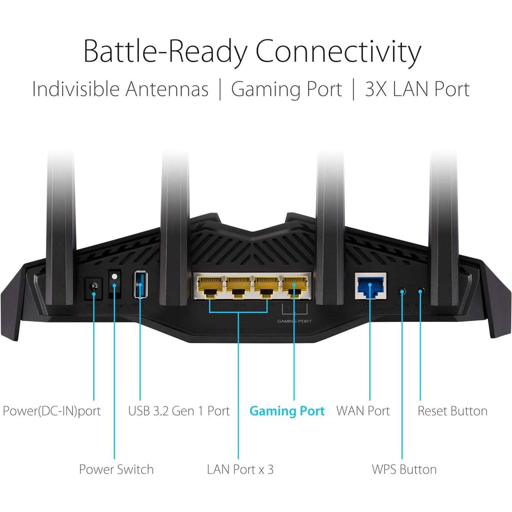 ASUS RT-AX82U AX5400 デュアルバンド WiFi 6 ゲーミングルーター、ゲーム加速、メッシュ対応、専用ポート、モバイルブースト、MU-MIMO、Aura RGB（リファービッシュ品）