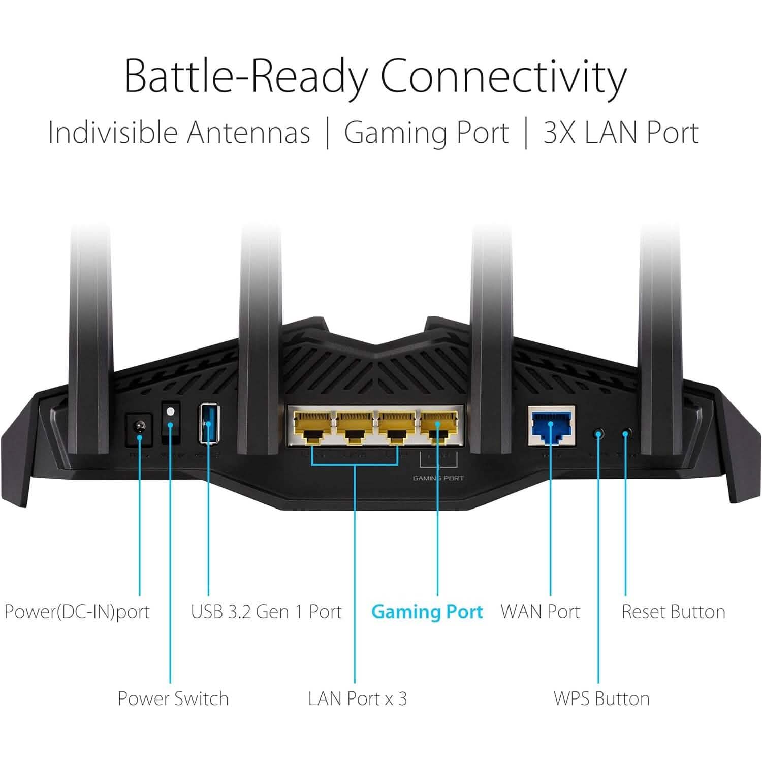 ASUS RT-AX82U AX5400 デュアルバンド WiFi 6 ゲーミングルーター、ゲーム加速、メッシュ対応、専用ポート、モバイルブースト、MU-MIMO、Aura RGB（リファービッシュ品）
