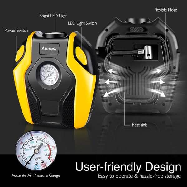 Audew 150W ポータブルエアコンプレッサーポンプ
