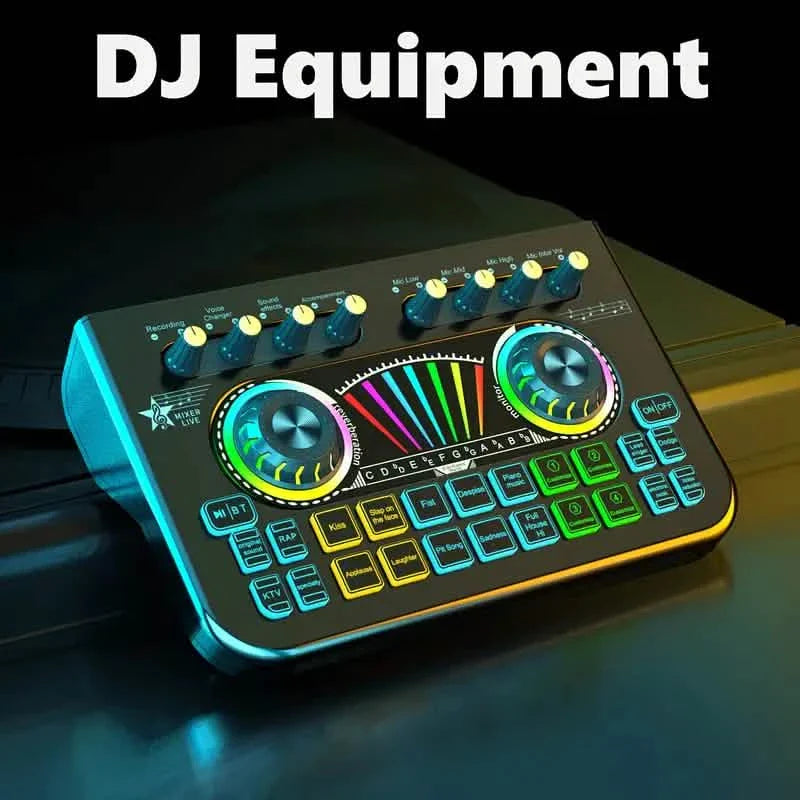 オーディオミキサー、ライブサウンドカード＆オーディオインターフェース DJミキサーエフェクト＆ボイスチェンジャー付き