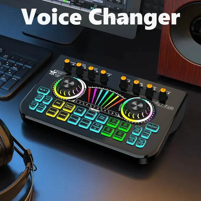 オーディオミキサー、ライブサウンドカード＆オーディオインターフェース DJミキサーエフェクト＆ボイスチェンジャー付き