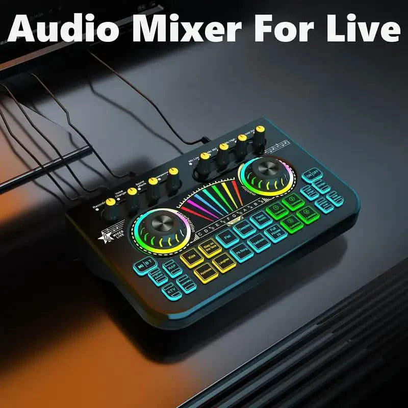 オーディオミキサー、ライブサウンドカード＆オーディオインターフェース DJミキサーエフェクト＆ボイスチェンジャー付き