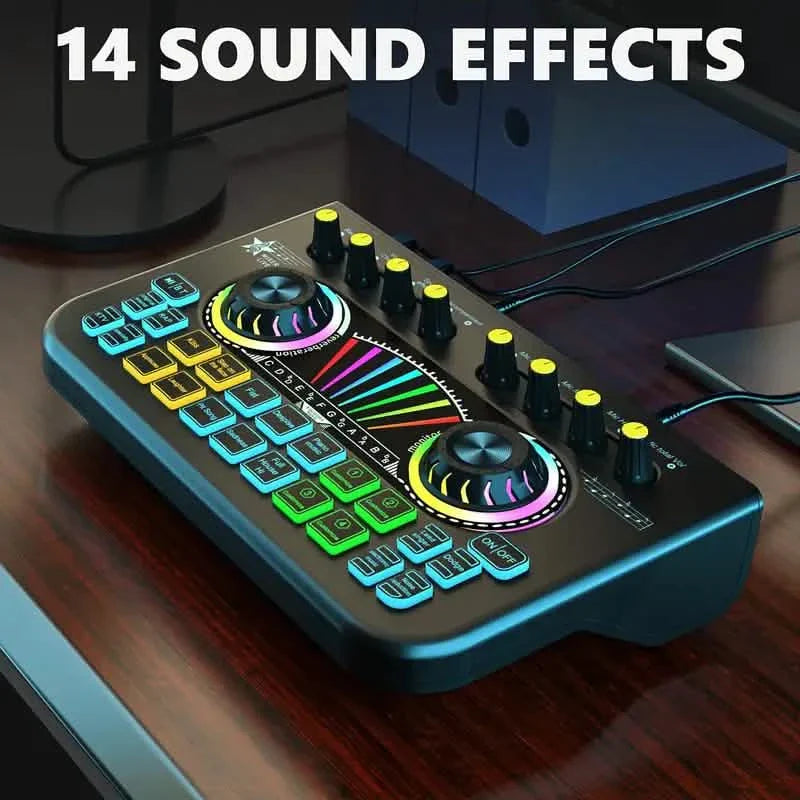 オーディオミキサー、ライブサウンドカード＆オーディオインターフェース DJミキサーエフェクト＆ボイスチェンジャー付き