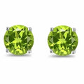 August Birthstone Peridot 925 Sterling Silver Round Cz Stud Earring