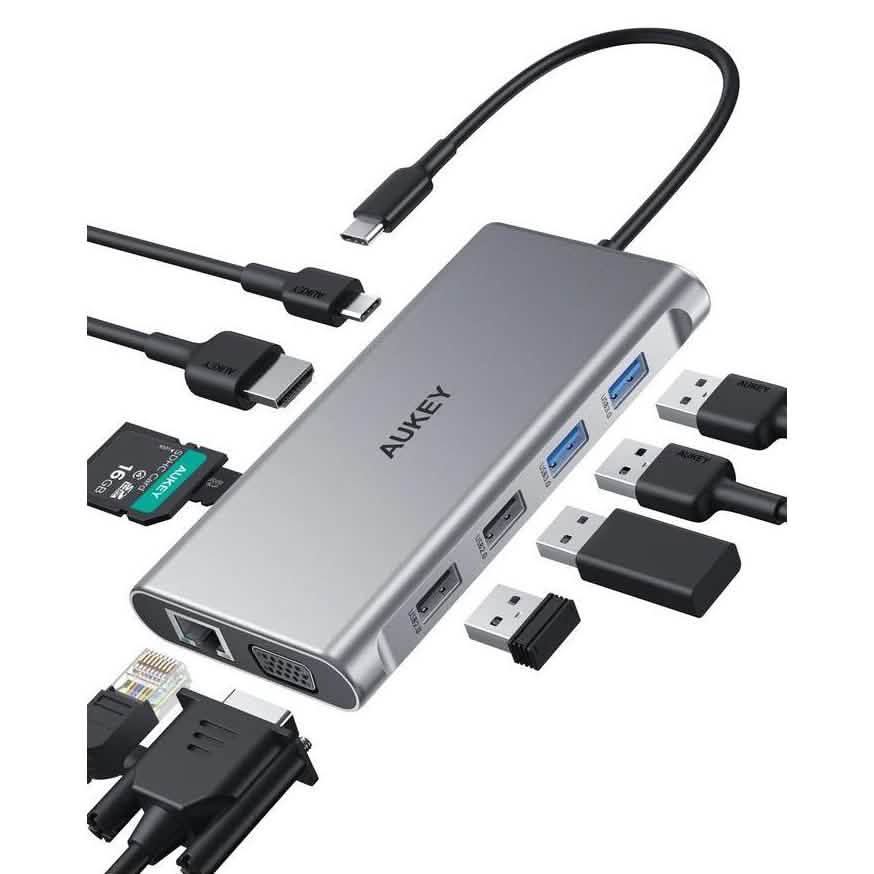 AUKEY 10-in-1 USB Cハブ 4K HDMI & VGA対応