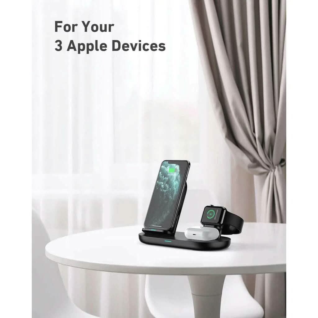 Chargeur sans fil 3-en-1 AUKEY noir