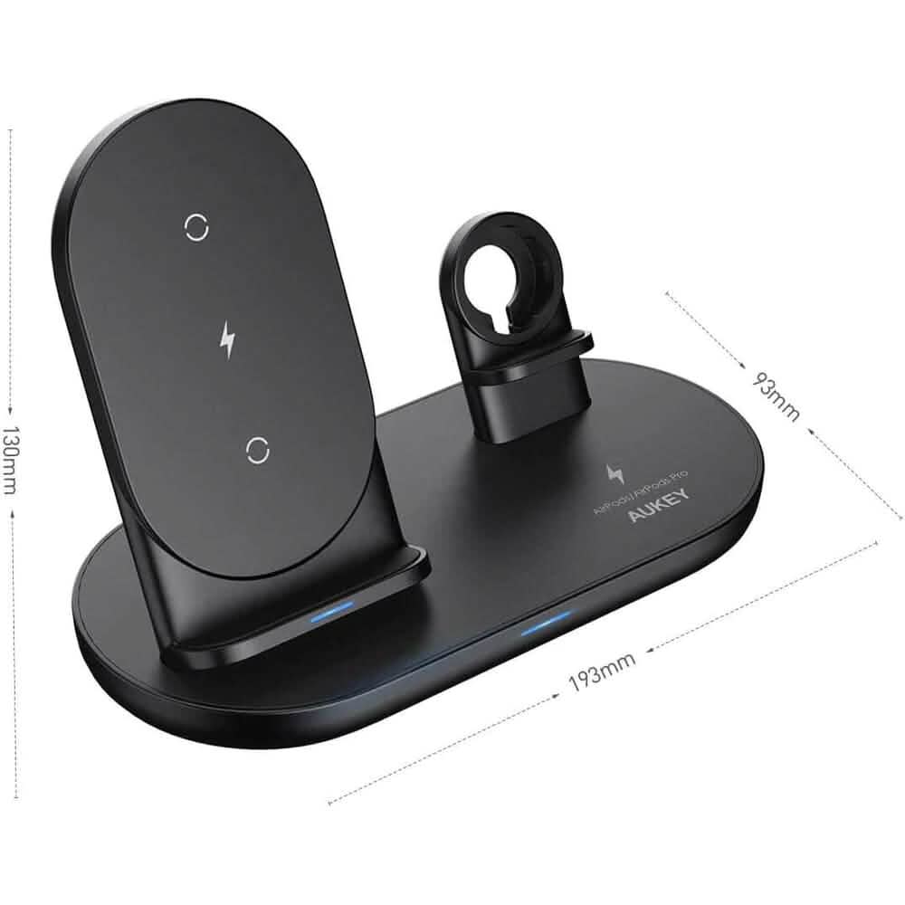 Chargeur sans fil 3-en-1 AUKEY noir