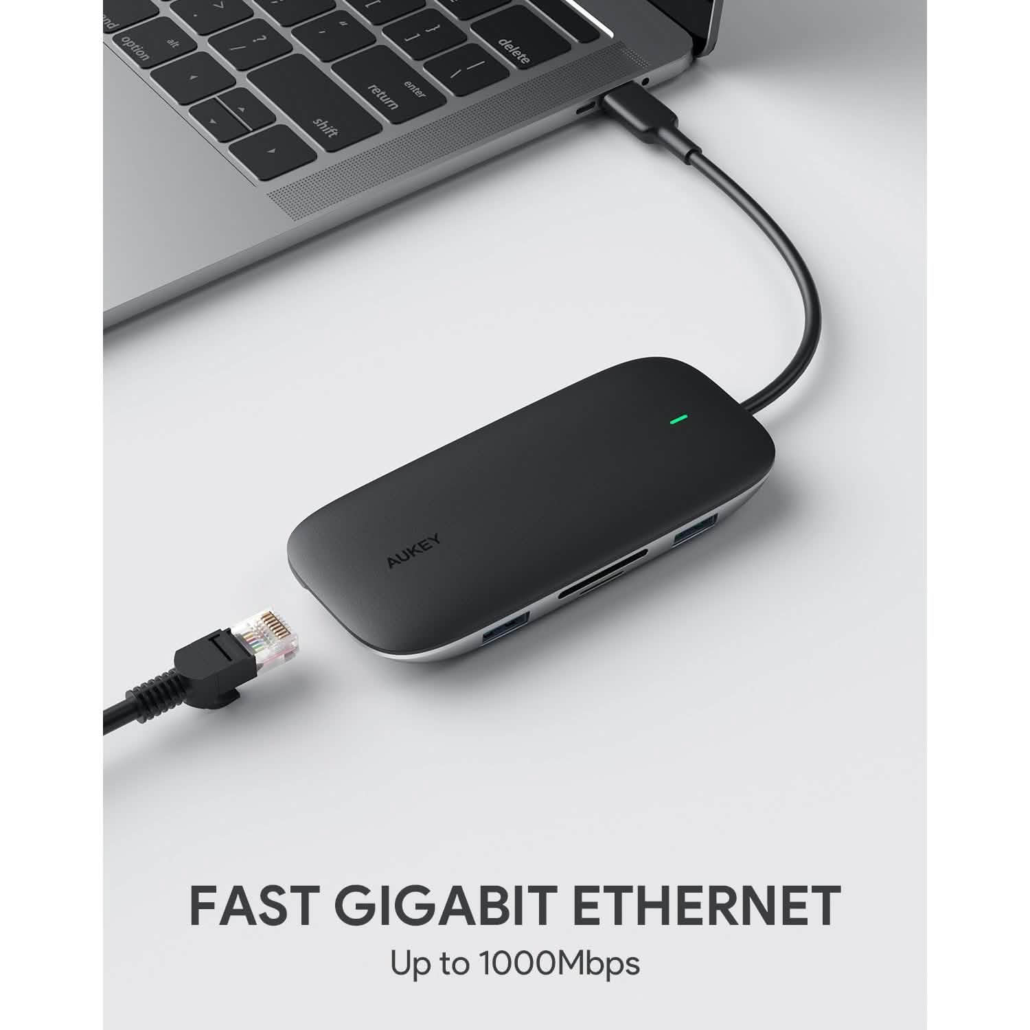 Concentrateur USB C 8-en-1 AUKEY CBC71 avec port Ethernet
