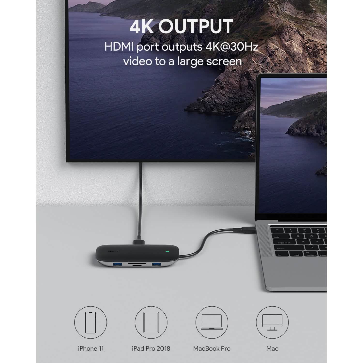 Concentrateur USB C 8-en-1 AUKEY CBC71 avec port Ethernet