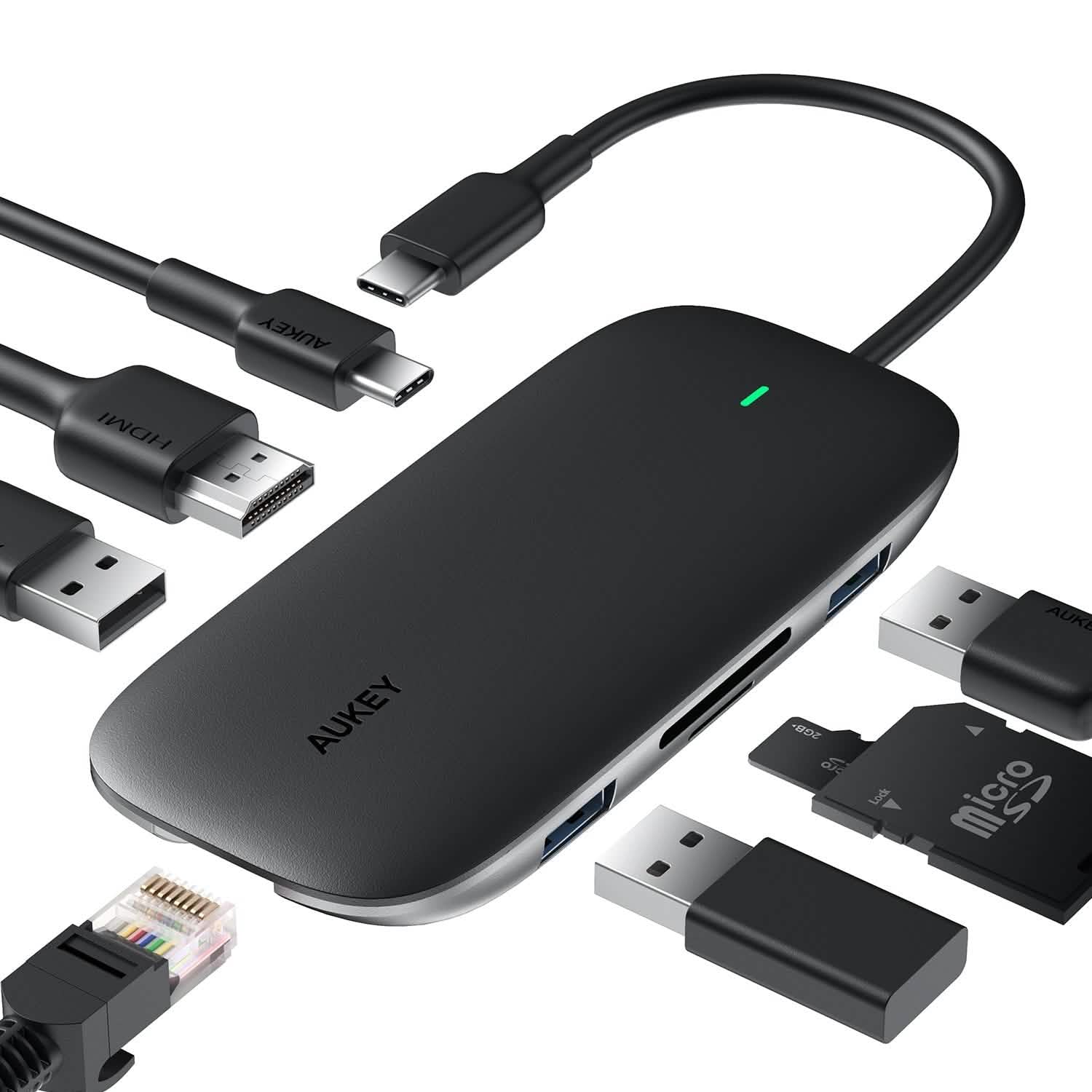 Concentrateur USB C 8-en-1 AUKEY CBC71 avec port Ethernet