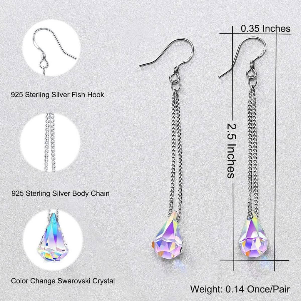 Boucles d'oreilles pendantes Aurora Borealis en cristal, fabriquées avec des éléments Swarovski