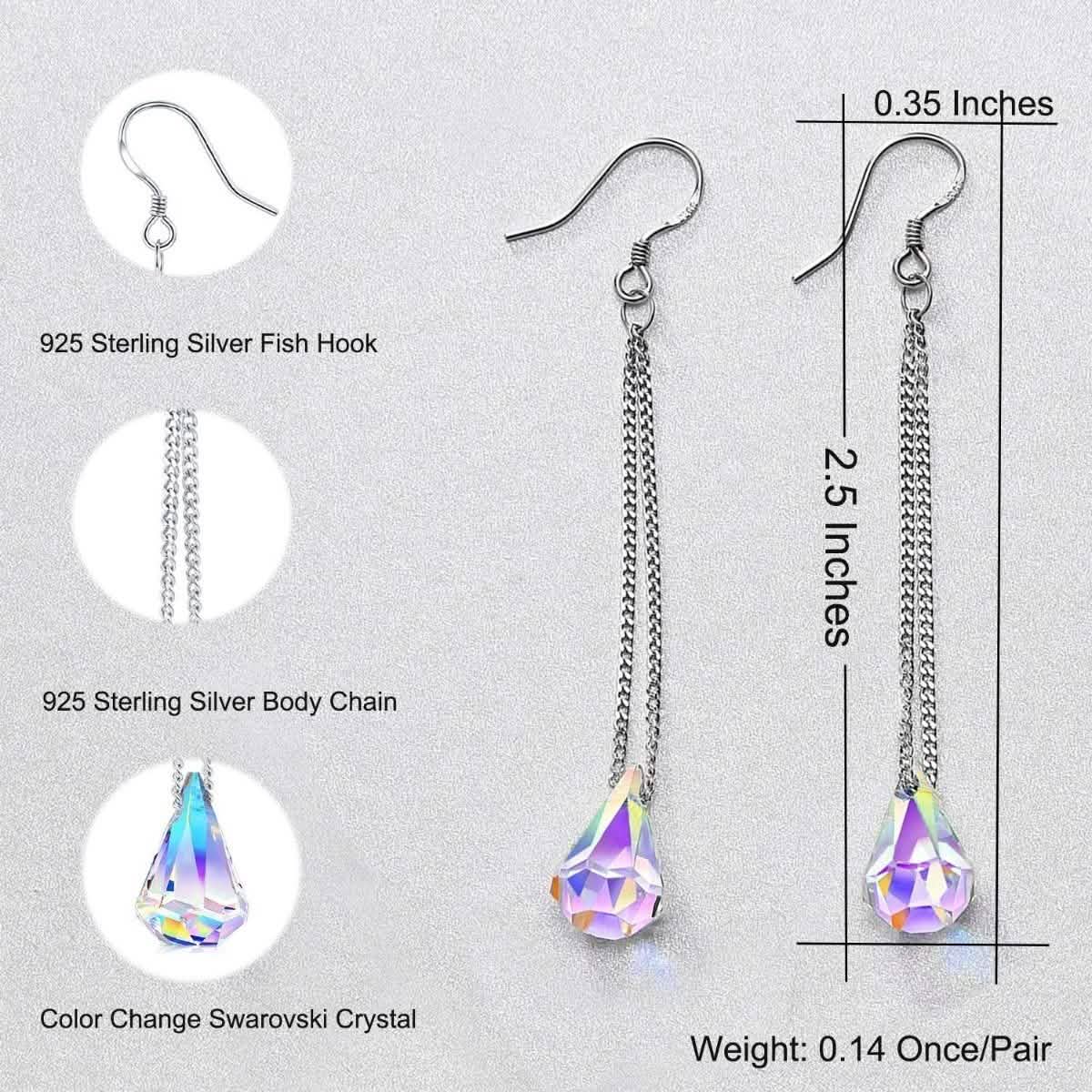 Boucles d'oreilles pendantes Aurora Borealis en cristal, fabriquées avec des éléments Swarovski