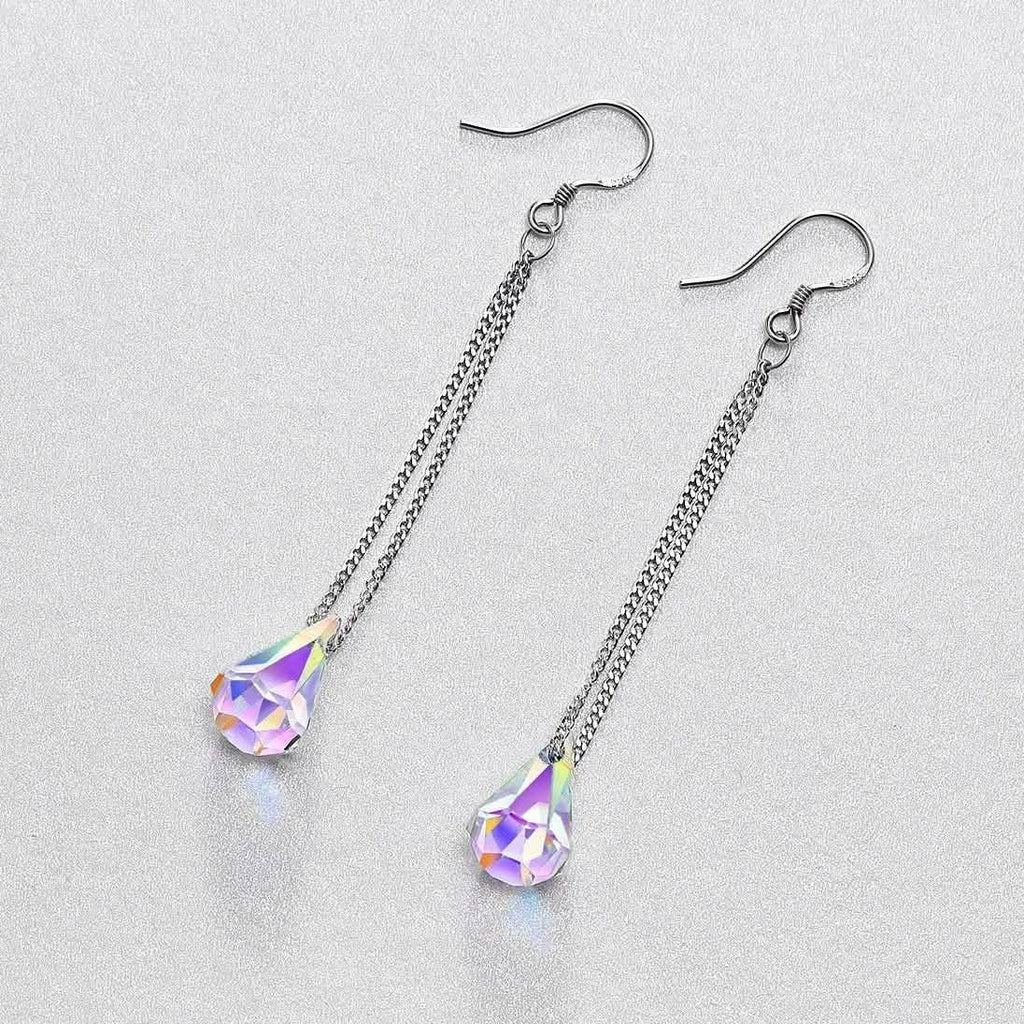 Boucles d'oreilles pendantes Aurora Borealis en cristal, fabriquées avec des éléments Swarovski