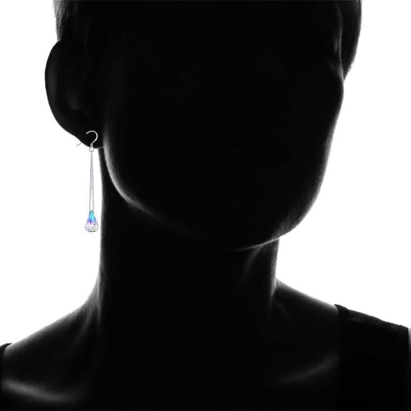 Boucles d'oreilles pendantes Aurora Borealis en cristal, fabriquées avec des éléments Swarovski