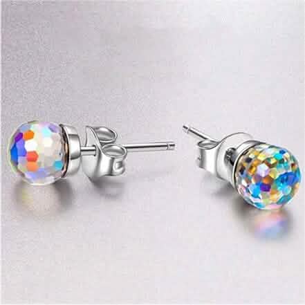 Boucles d'oreilles clous en cristal taillé Swarovski Aurore Boréale