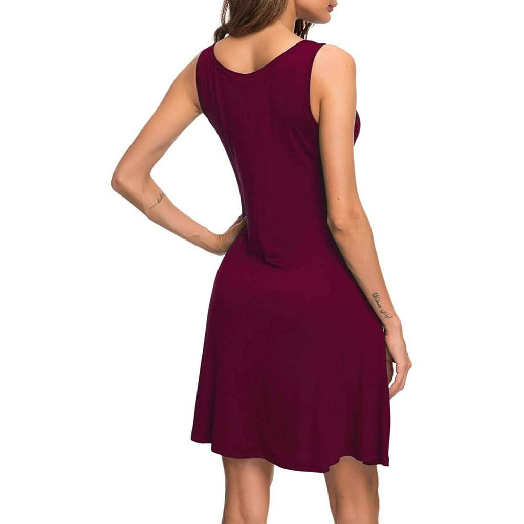 Robes T-Shirt Décontractées d'Été pour Femmes Cache-Maillot de Plage Robe Débardeur Plissée Unie