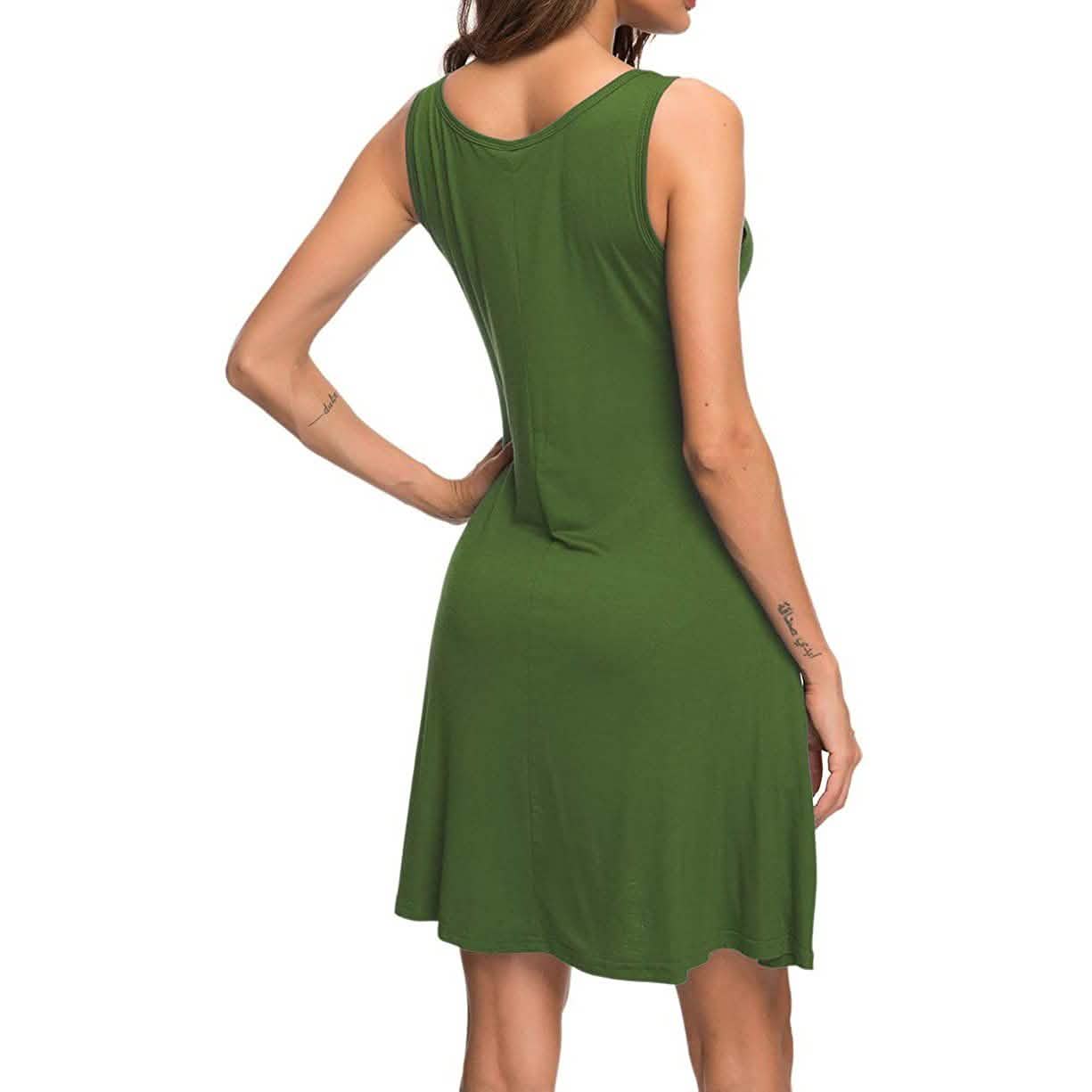 Robes T-Shirt Décontractées d'Été pour Femmes Cache-Maillot de Plage Robe Débardeur Plissée Unie