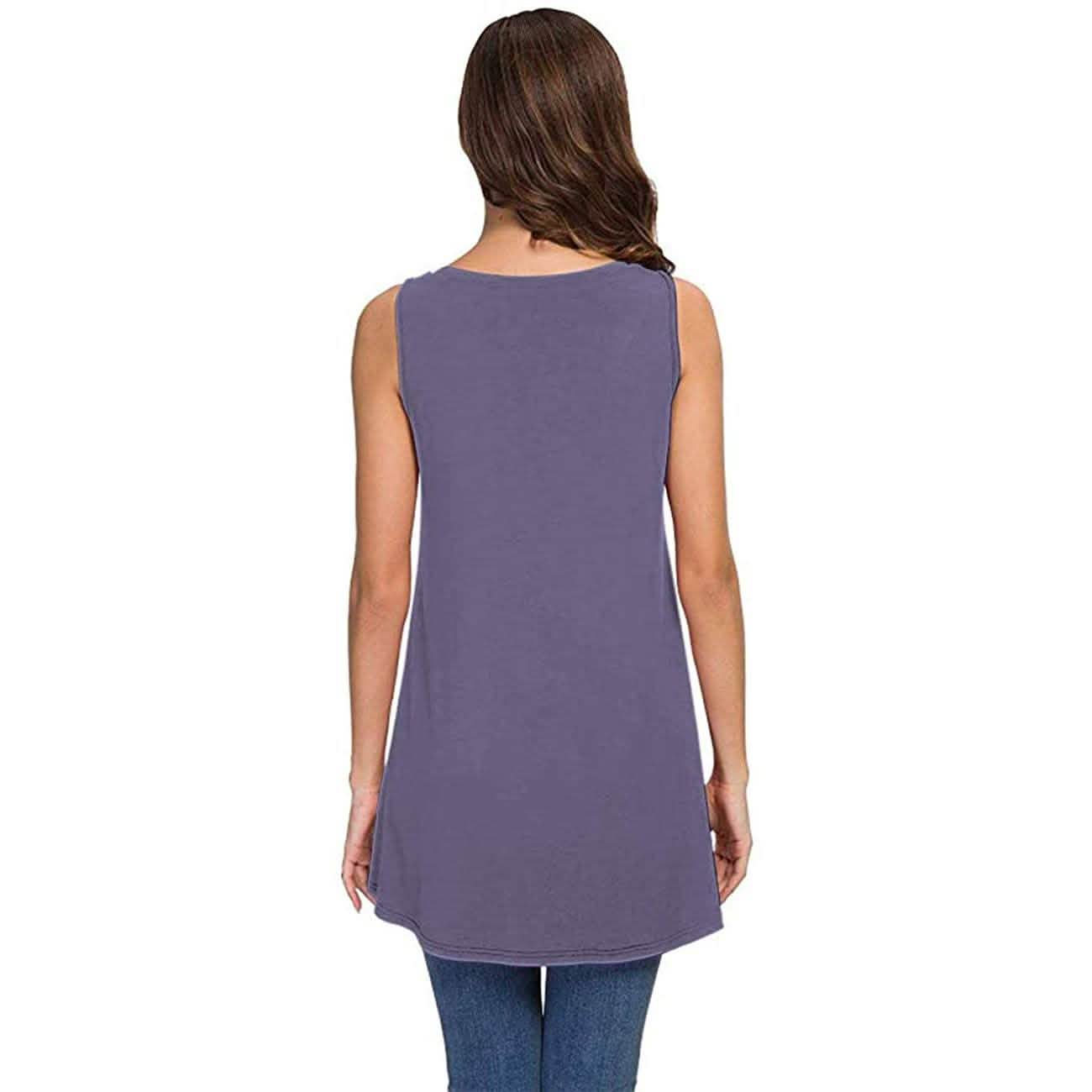 Women's Summer Casual Sleeveless V-Neck T-Shirt Tunic Blouse Tank Tops