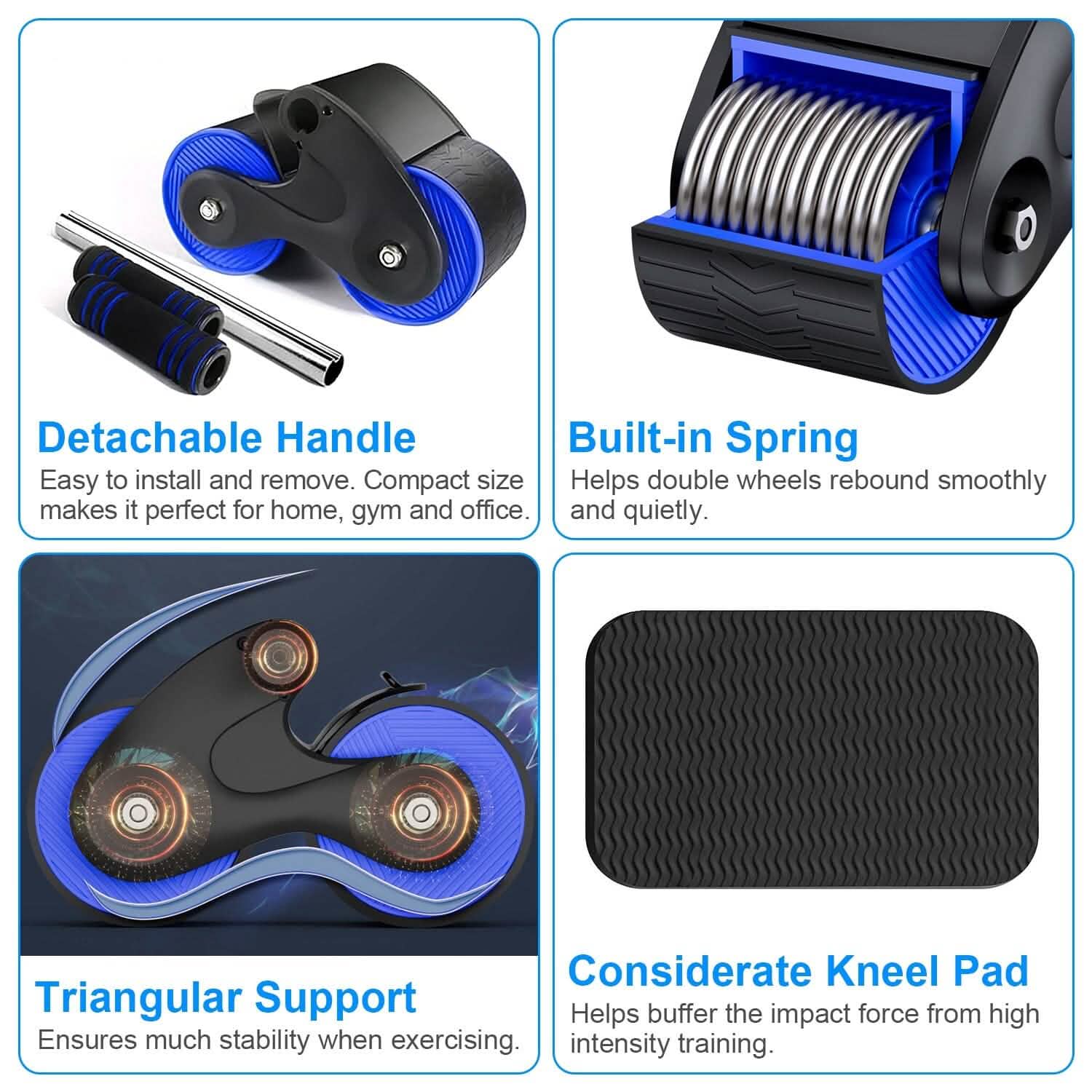 Automatic Rebound Anti-Slip AB Roller Wheel with Knee Pad Holder