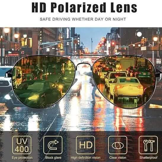 Aviator Tac Night Vision Glasses Polarized Sunglasses Anti Glare Driving Goggles