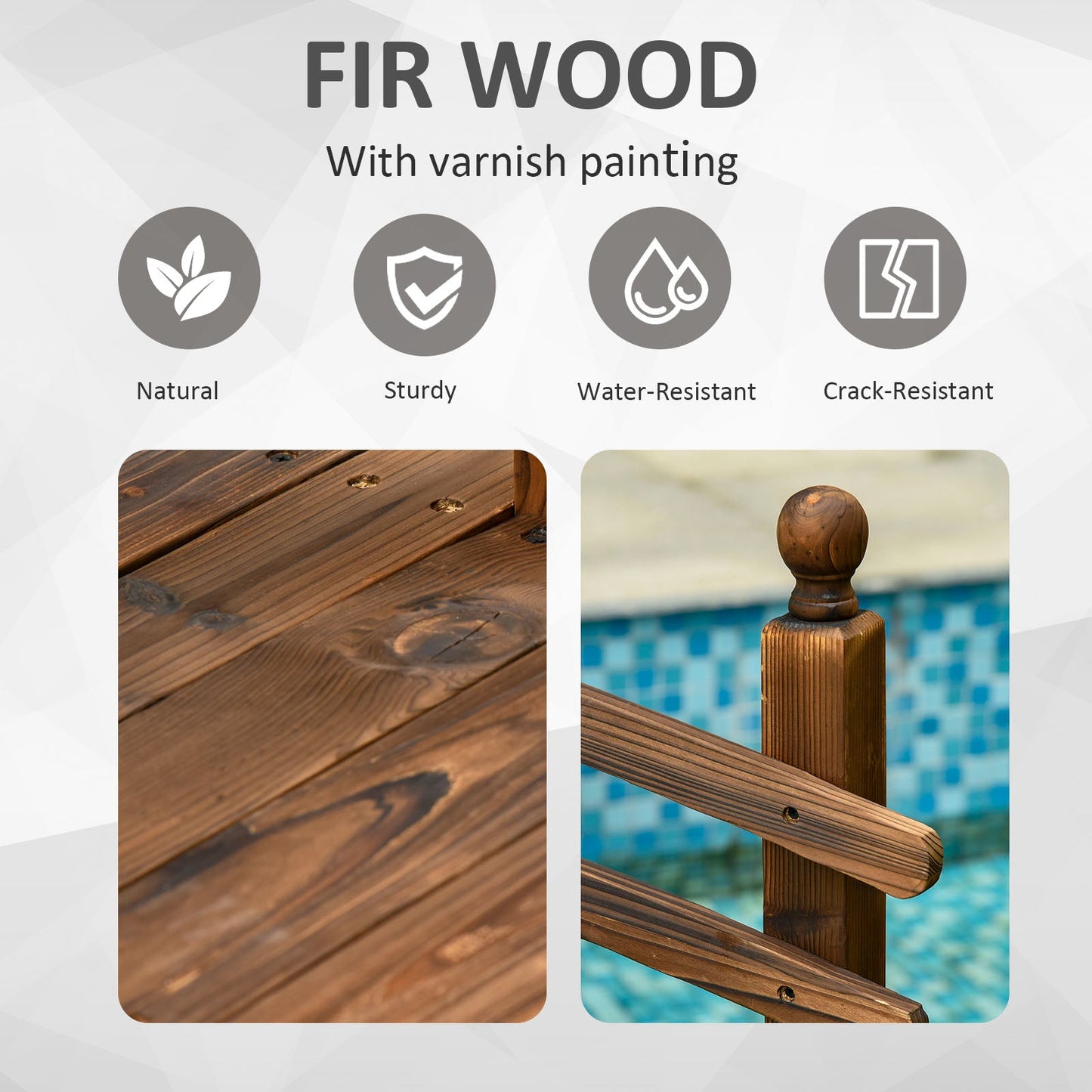 Outsunny 7.5' Fir Wood Garden Bridge Arc Walkway