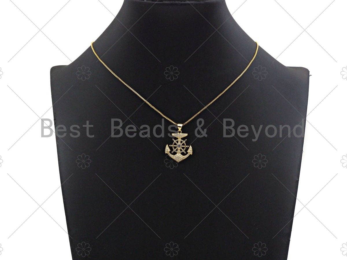 18k Shiny Gold Boat Anchor Charms, Gold Anchor Charms, Anchor Pendant, Gold Pendant, Necklace Charms, 20x24mm, Sku#LK146