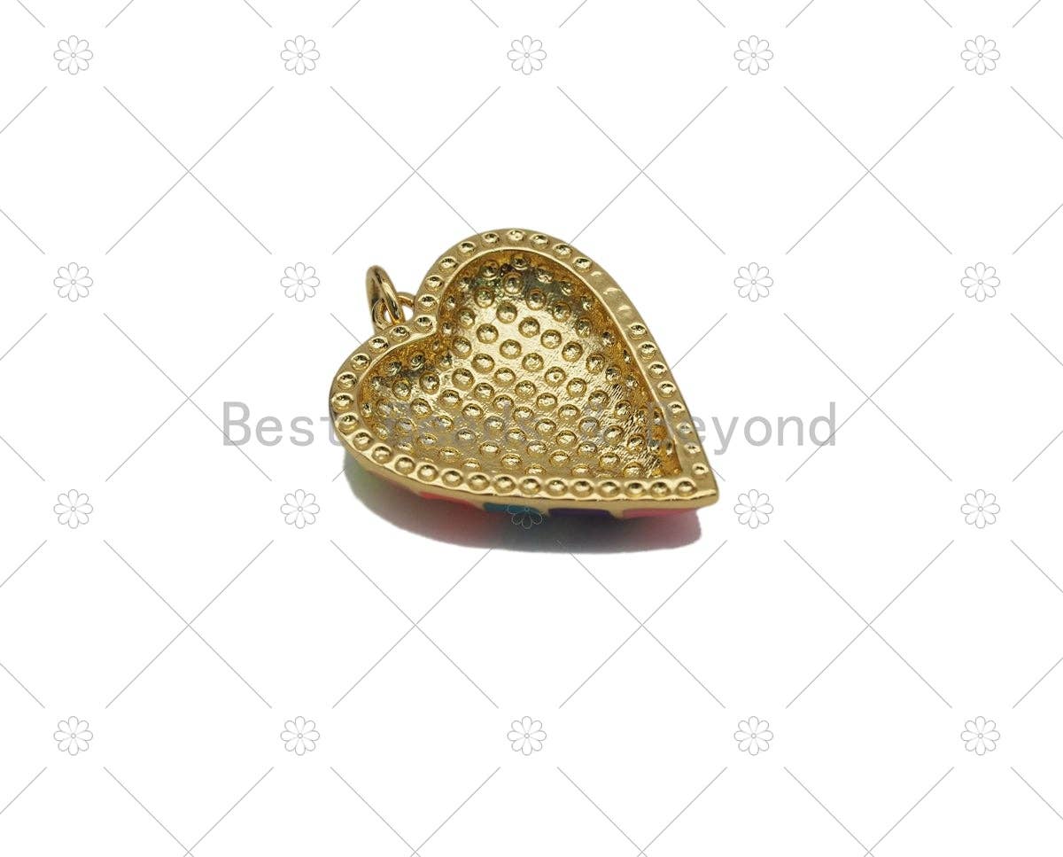 Enamel Heart Shape Pendant, Sku#F1448