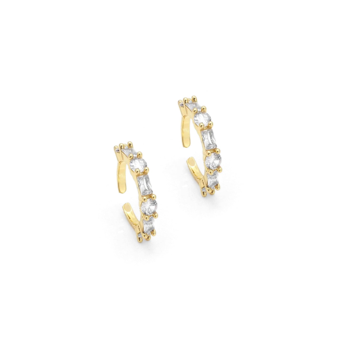 Gold Baguette Round Rectangle CZ Adjustable Ring, Sku#LX226