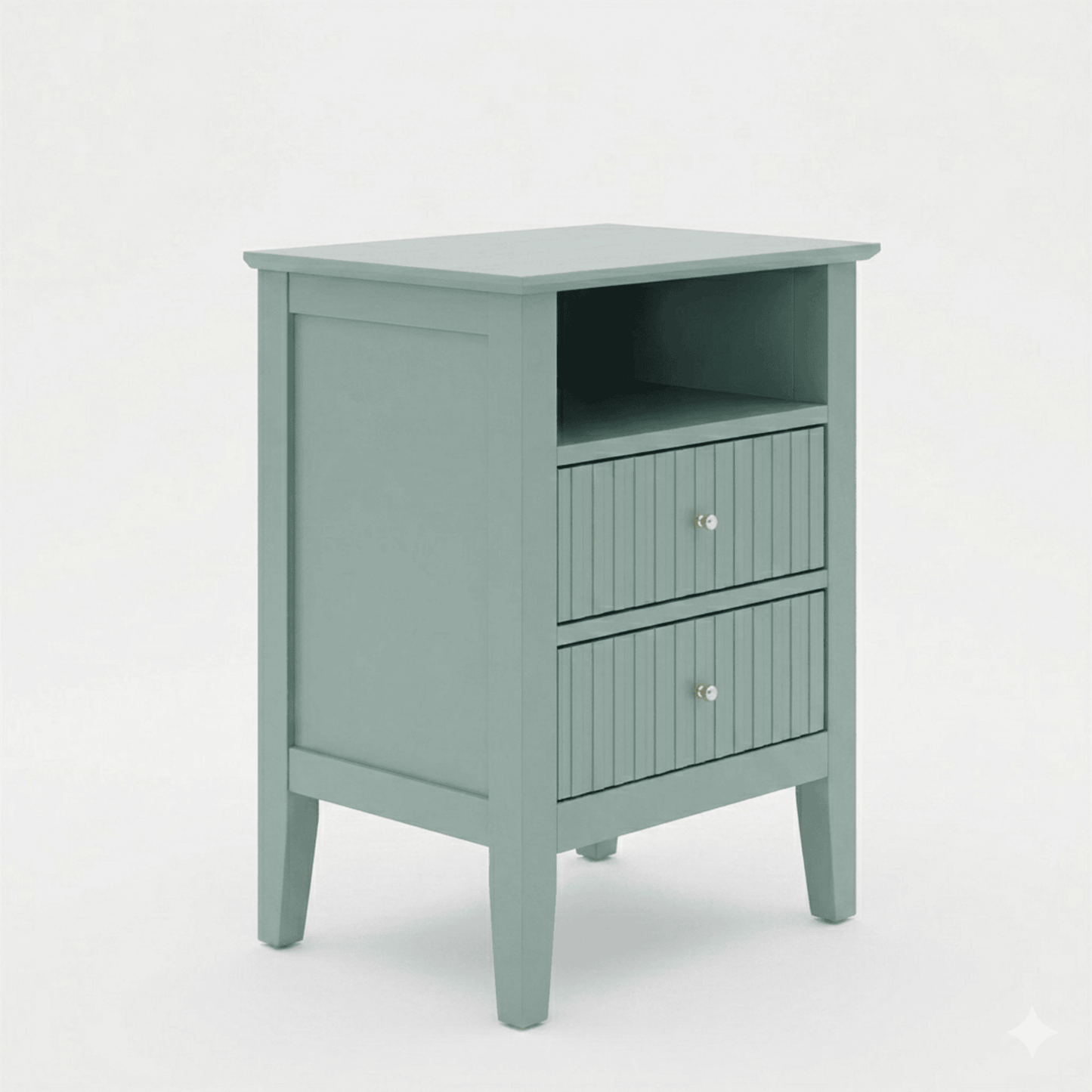 18" Green Fluted Nightstand