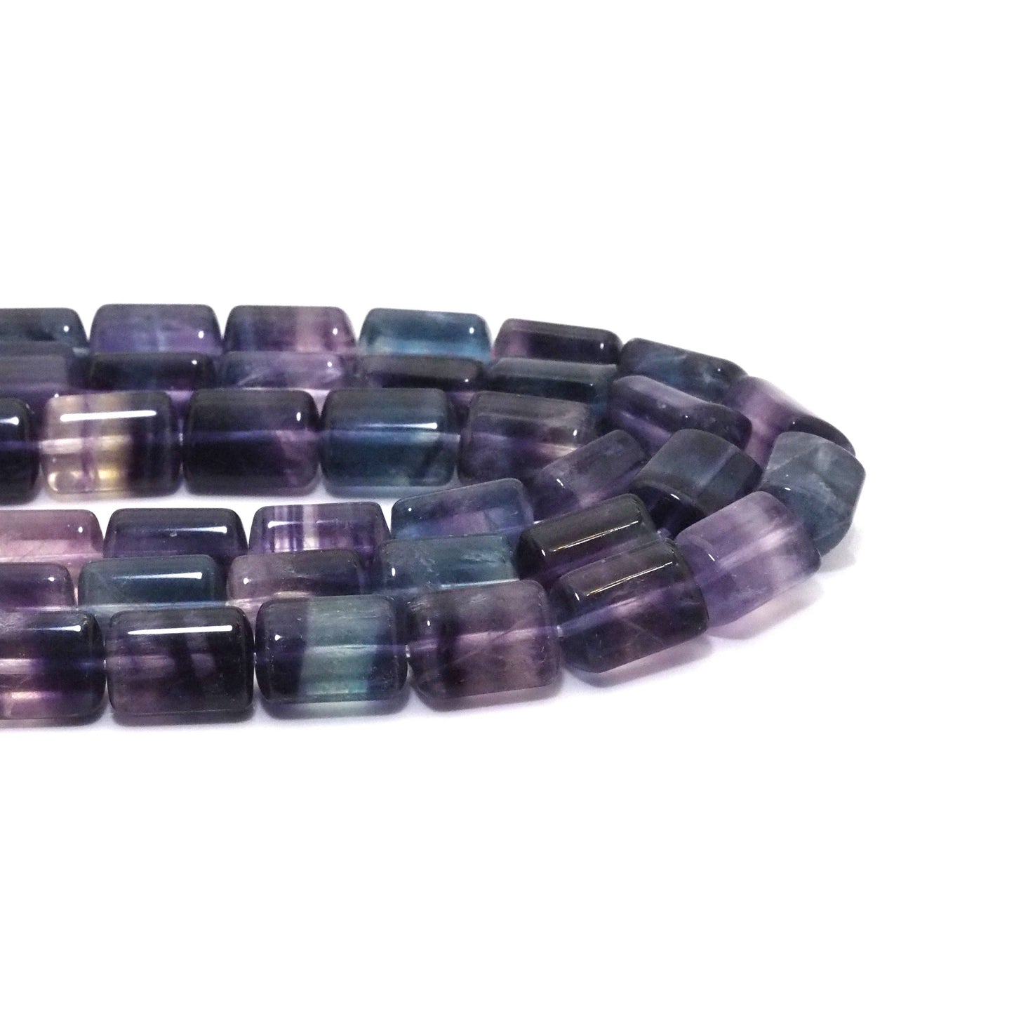 Genuine Fluorite Smooth Triangle Tube Beads, 10x13mm, Sku#U1563