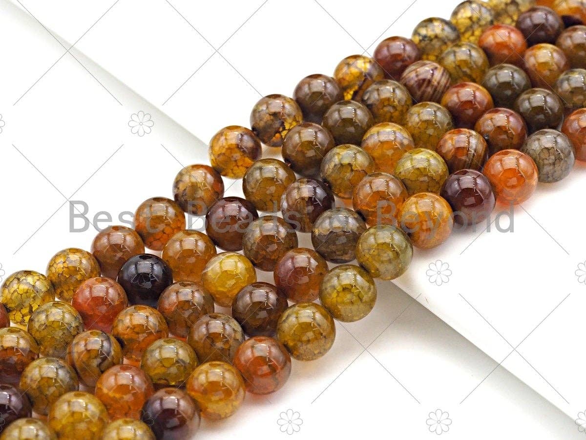 High Quality Amber Fire Agate Beads, Dragon Vein Agate, Sku#UA189c
