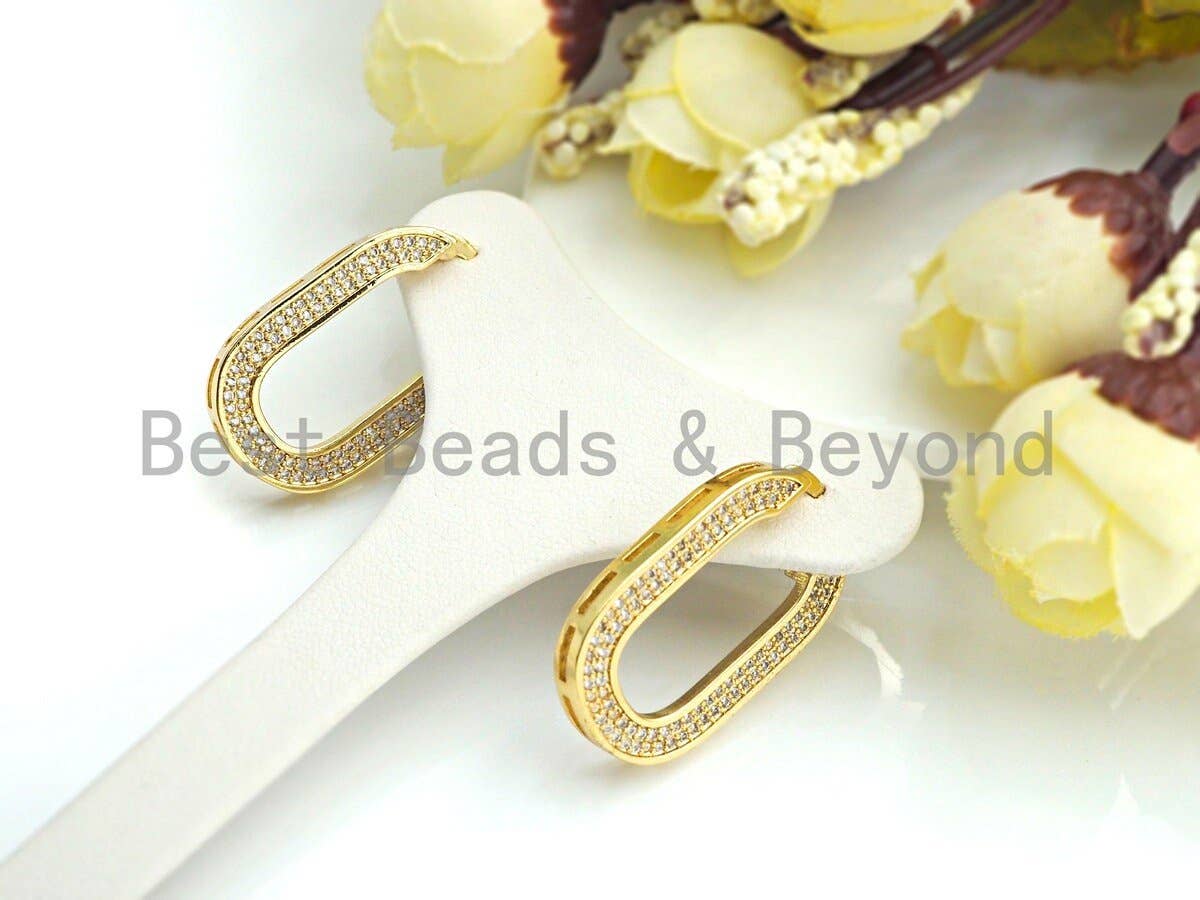CZ Oval Shape Huggies Earrings, Sku#J249