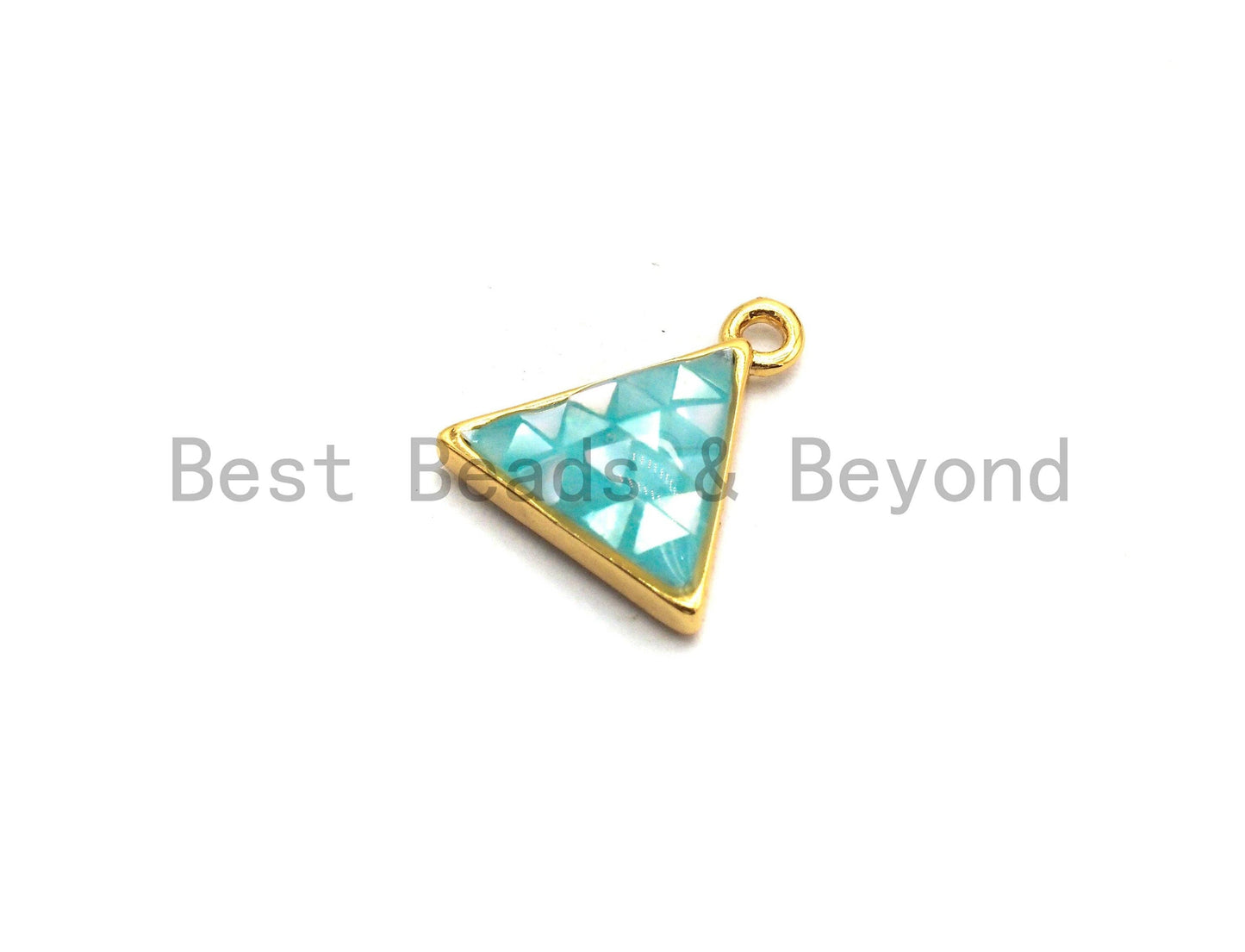 Natural Aqua Blue Shell Triangle Shape Charm, Sku#Z308