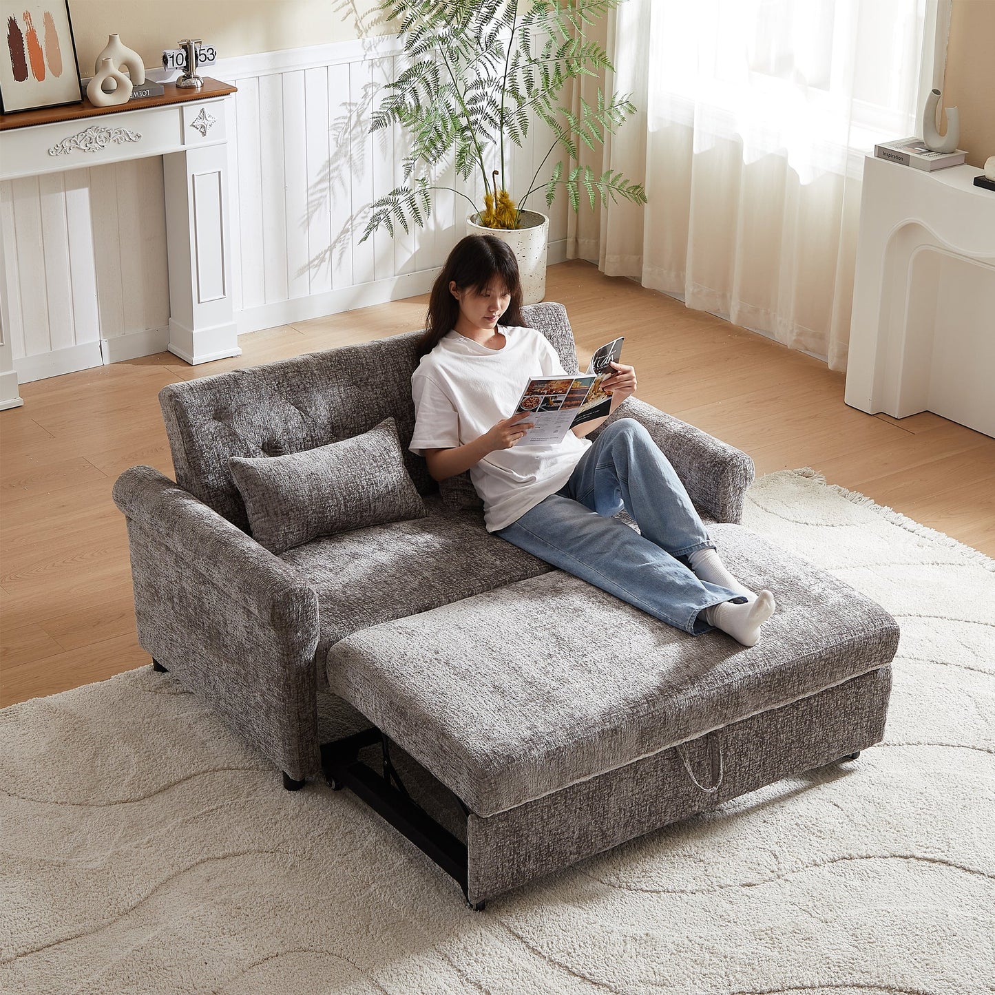 58.27 Inch 3-in-1 Loveseat Sofa Bed