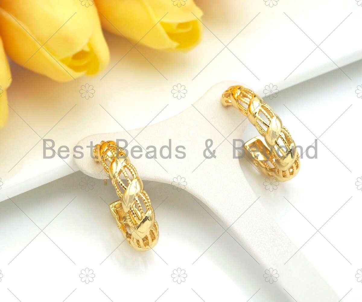 Gold Chunky Oval Hoop Earrings, Sku#J317
