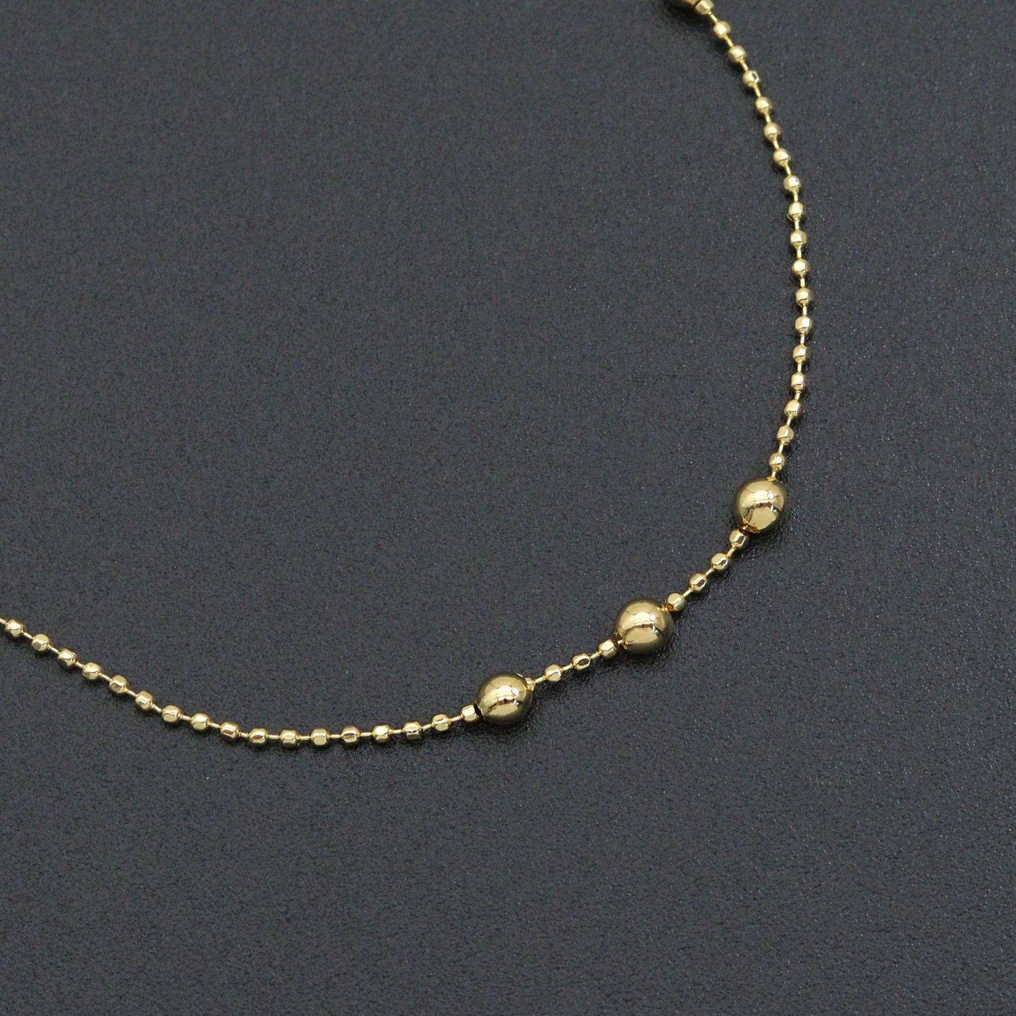 Dainty Gold ball Chain Adjustable Necklace , Sku#JL203
