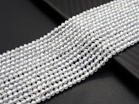 2mm/3mm/4mm High Quality Sparkly Cubic Zirconia Beads, Faceted Sparkly Clear White Color beads, 15.5inch full strand, SKU#U919