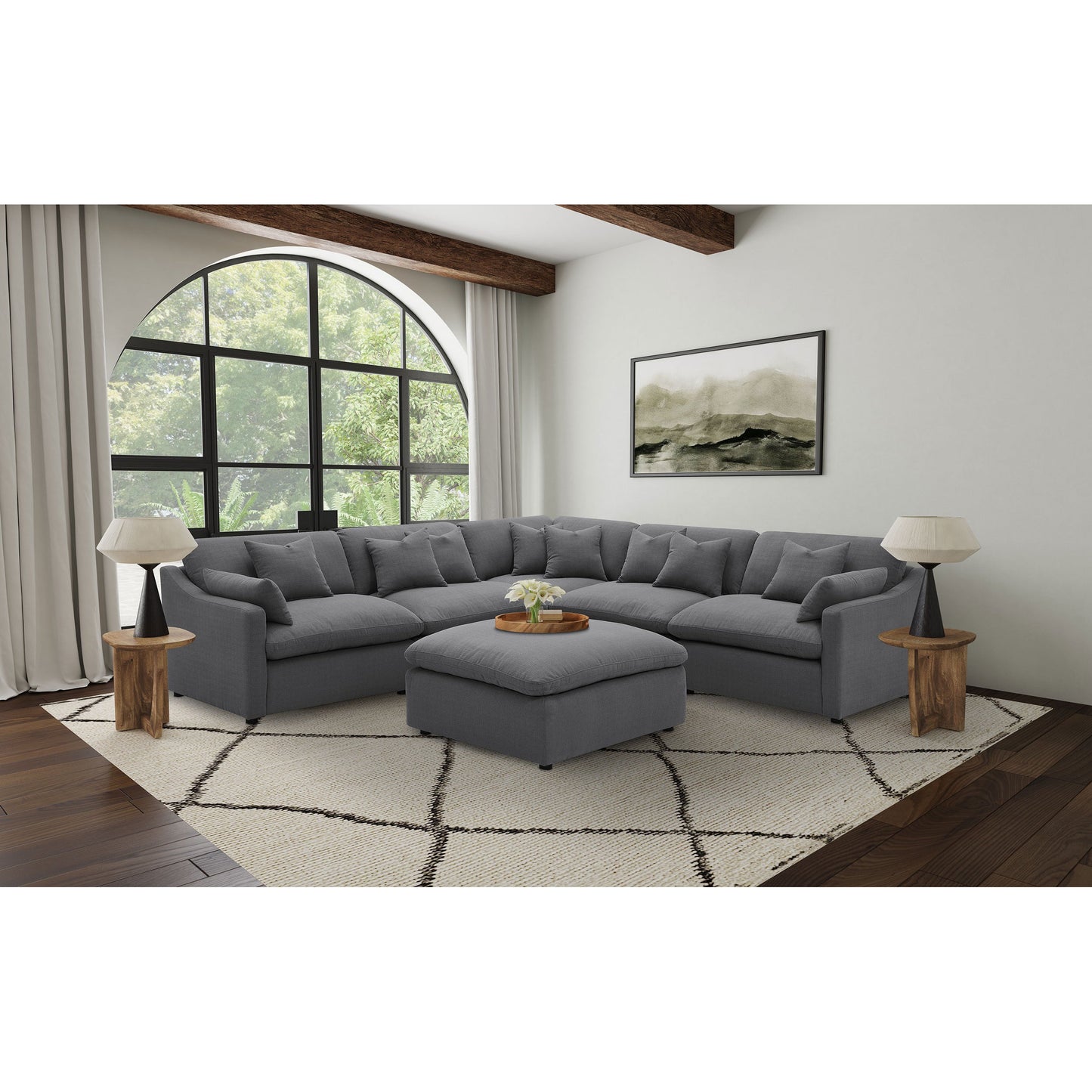Charcoal 6-Piece Upholstered Modular Sectional Sofa