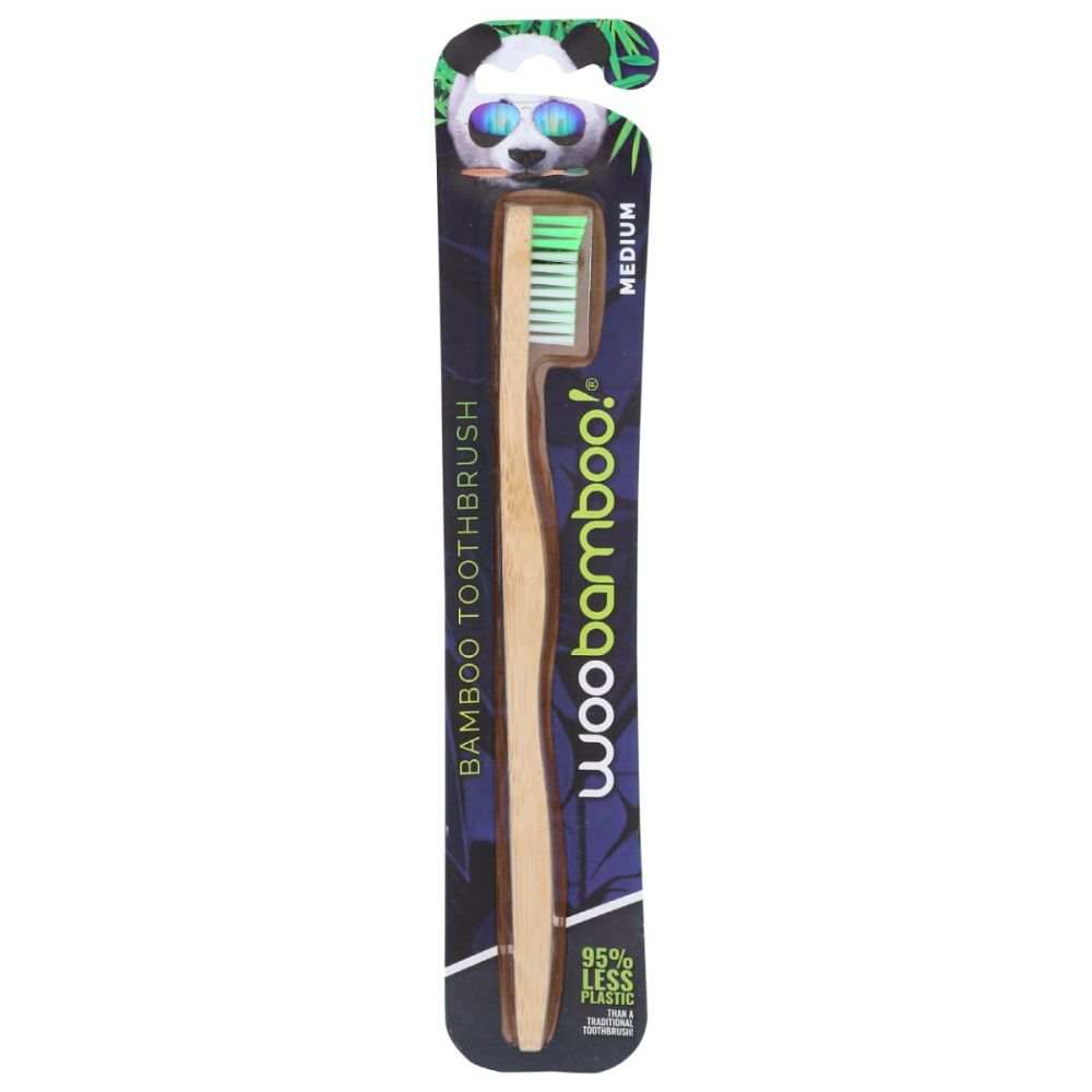 WOOBAMBOO: Adult Bamboo Toothbrush Medium- Eco-Friendly| Dentist Apprv
