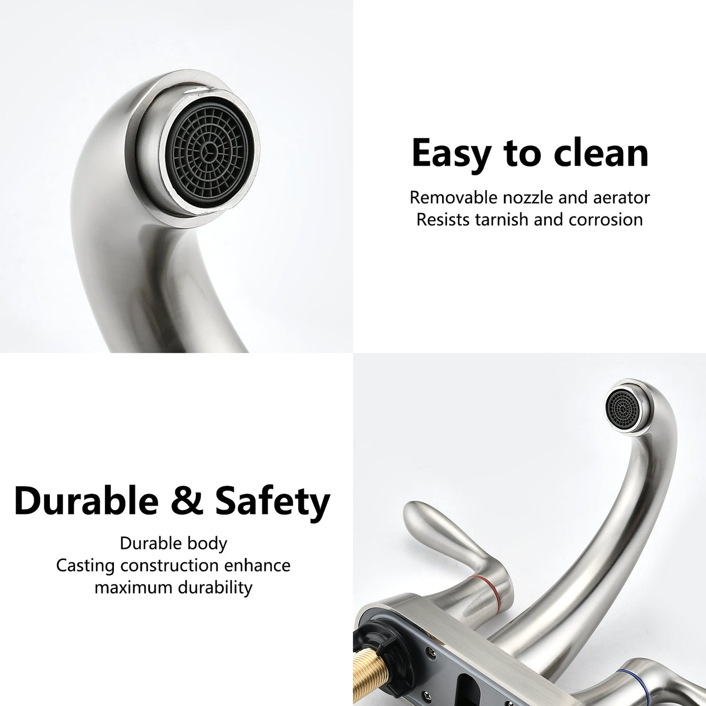 Two Handle 4 Inch Centerset Bathroom Sink Faucet with Pop-Up Drain