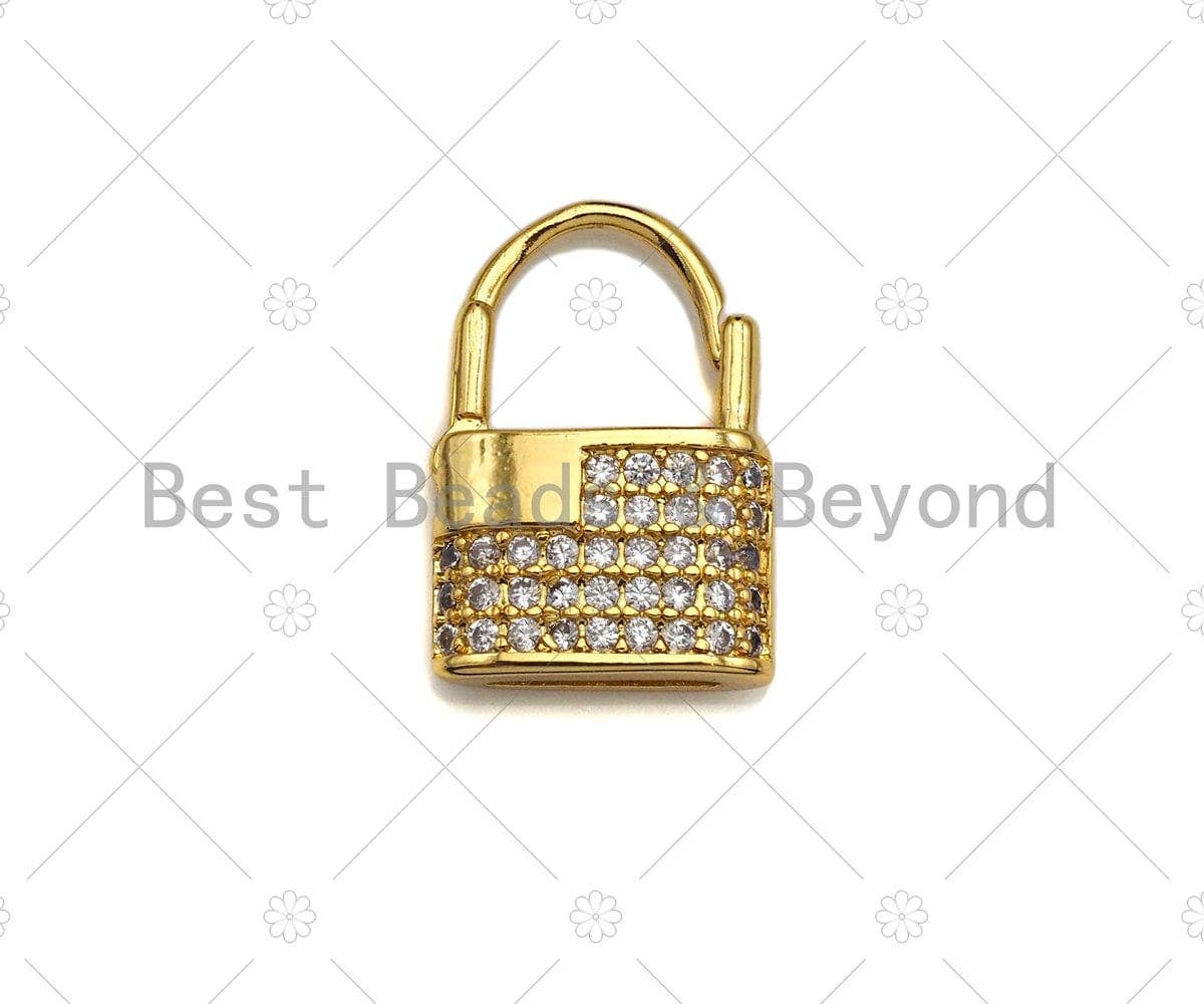 Dainty Gold Padlock Clasp Charms, Dainty Lock Charms, Padlock Clasp, Gold Charm, Gold Pendant, Padlock Necklace Charms, 11x16mm, Sku#LK121
