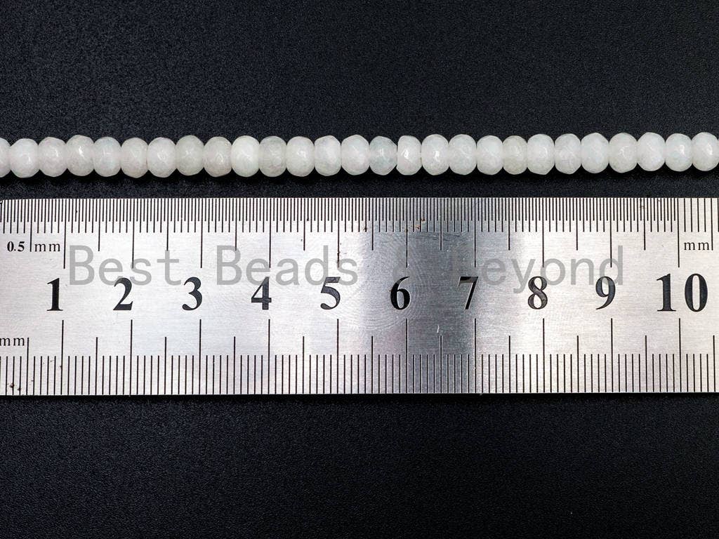Natural White Faceted Rondelle Jade beads,4x6mm/5x8mm/6x10mm Faceted White Gemstone beads, Natural Jade Beads, 15.5inch strand, SKU#U125
